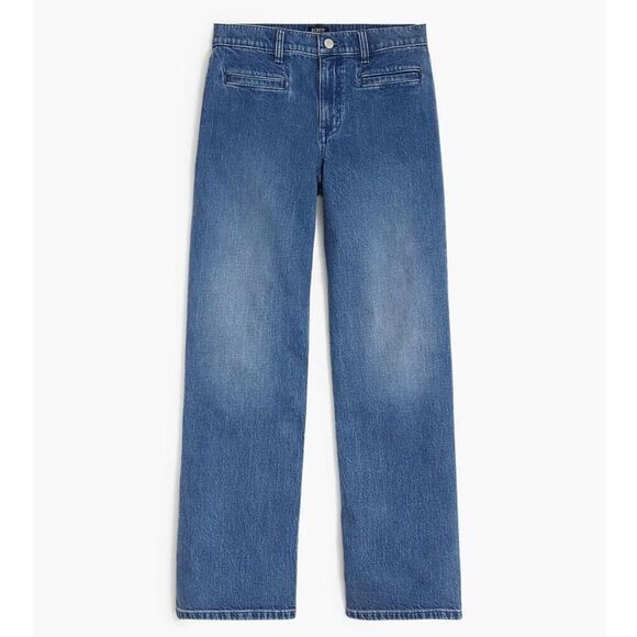 J. CREW | Medium Wash Wide-Leg Crop Jean Slit Welt Pockets | Size 35 (20) - Picture 1 of 7